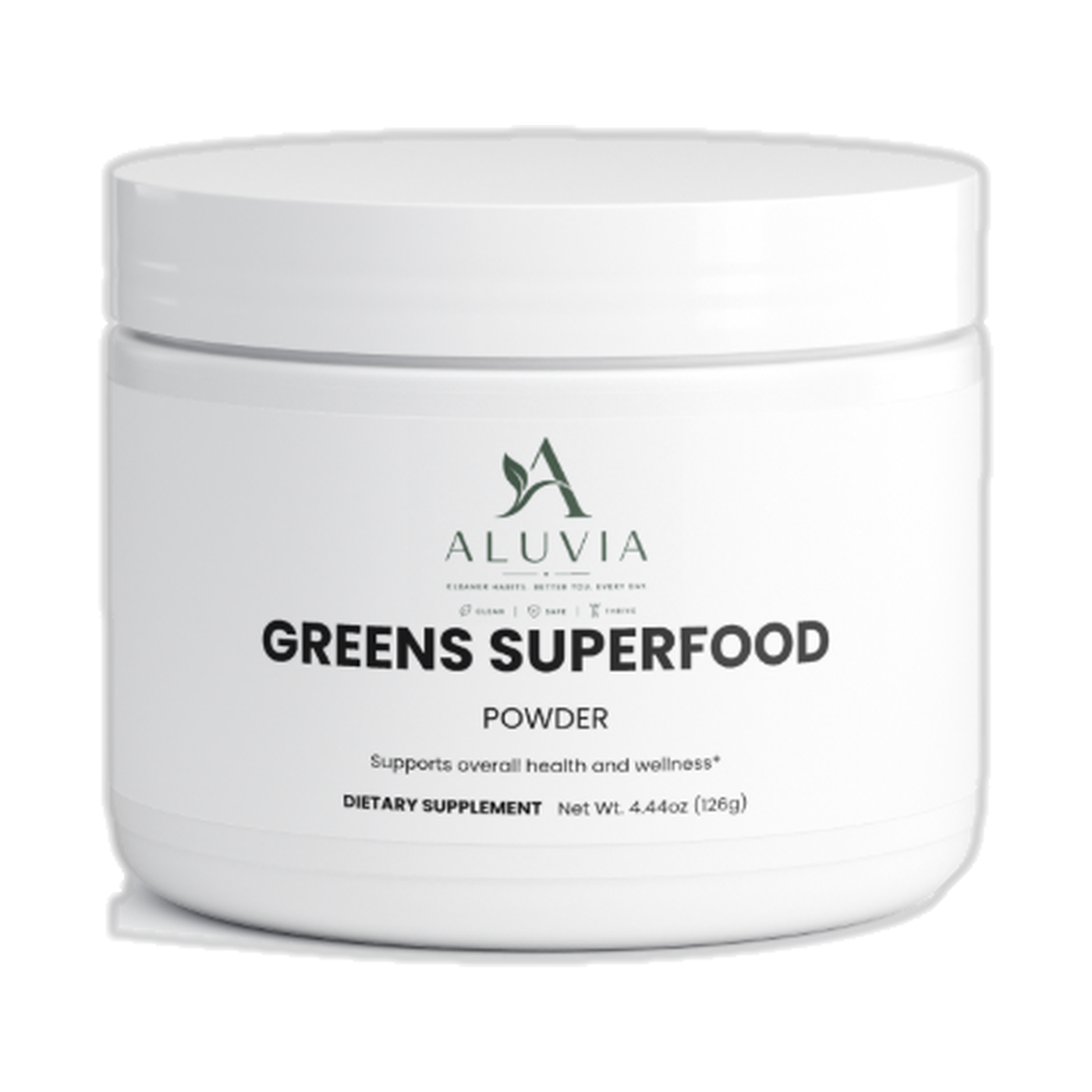Aluvia Daily Greens superfood powder, 4.44 oz jar