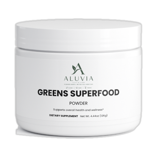 Aluvia Daily Greens superfood powder, 4.44 oz jar
